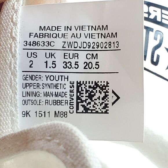 Converse Chuck Taylor All Star Lace Up Shoe Youth Girls Size 2  348633C Clear - Picture 7 of 8